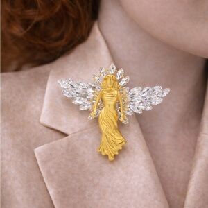 Angel Gold Crystal Brooch